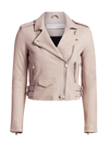 Iro Ashville Leather Moto Jacket In Dark Beige