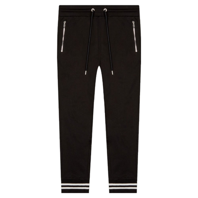 Moncler Tapered Striped Cotton-jersey Sweatpants In Black