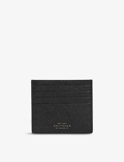 Smythson Panama Eight-slot Leather Card Holder In Black
