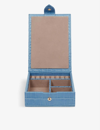 Smythson Mara Travel Tray Croc-embossed Leather Jewellery Box In Nile Blue