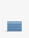 Smythson Mara Snap-closure Leather Card Case In Nile Blue