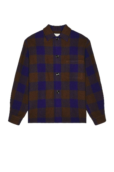 Lemaire Pyjama Shirt In Brown,electric Blue