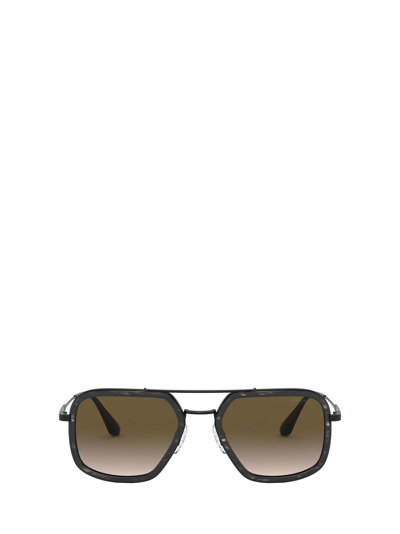 Prada Pr 57xs Stripped Grey / Black Sunglasses In Brown Gradient