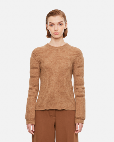Max Mara Smirne Padded Mohair Blendsweater In Brown