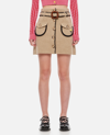 Cormio Belted Button-up Wool Skirt In Neutrals