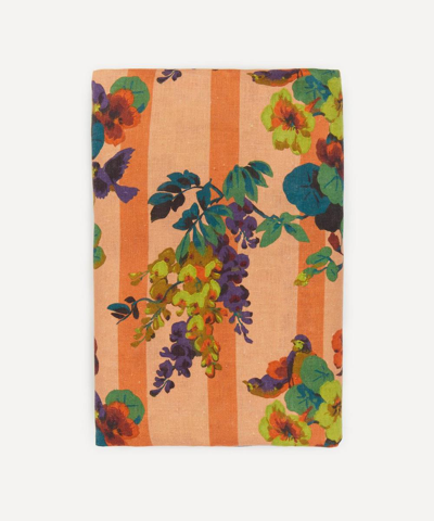 Cabana Wisteria Square 250x250cm Linen Tablecloth In Orange