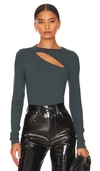 Lamade Verge Peek A Boo Long Sleeve Top In Dark Jade