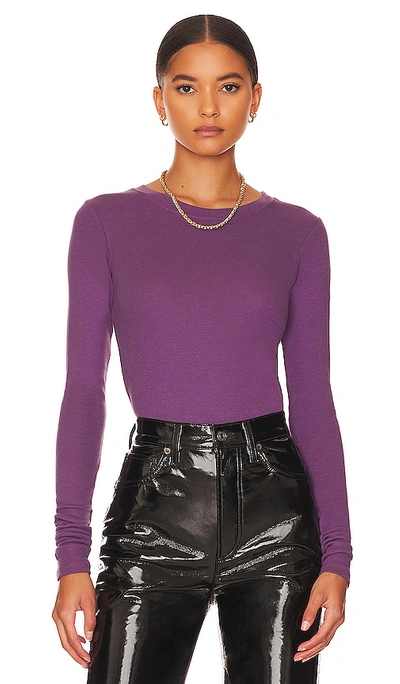 Lamade Long Sleeve Crew Neck Top In Eggplant