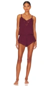 Eberjey Naya Lace Trim Jersey Knit Romper In Mulberry