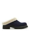 La Canadienne Always X You Shearling Lined Mule In Cobalt Blue Suede