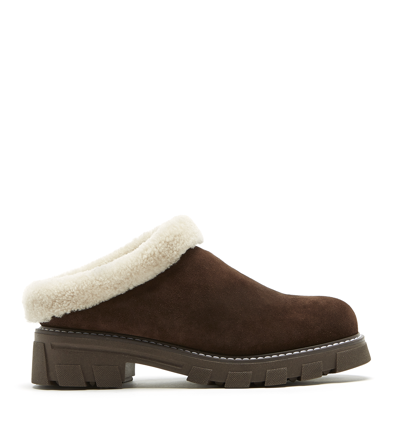 La Canadienne Always X You Shearling Lined Mule In Brunette Suede