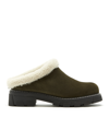 La Canadienne Always X You Shearling Lined Mule In Khaki Suede