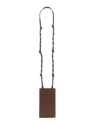 Jil Sander Logo Embossed Phone Holder Bag In Brown
