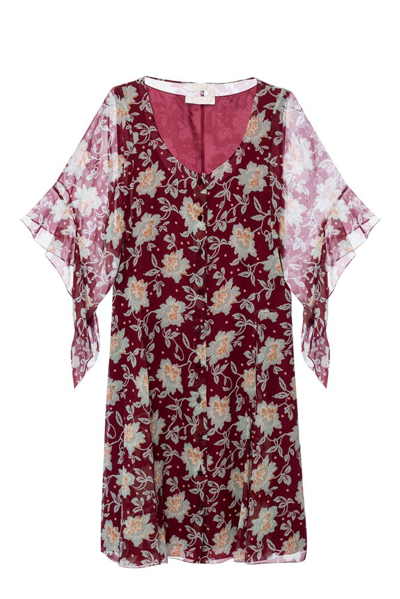 Chloé Burgundy Floral-printed Dress In New