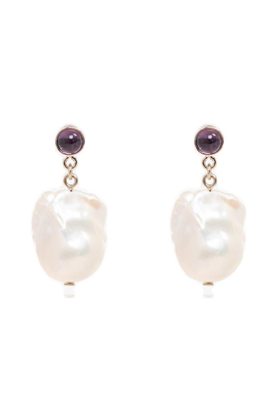 Chloé White Pearl & Amethyst Darcey Earrings In White_purple_1
