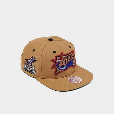 Mitchell And Ness Mitchell & Ness Philadelphia 76ers Nba Wheat Hardwood Classics Snapback Hat In Brown