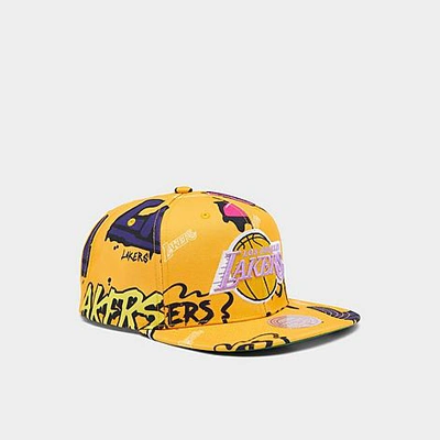 Mitchell And Ness Mitchell & Ness Los Angeles Lakers Nba Sticker Pack Hardwood Classics Snapback Hat In Yellow
