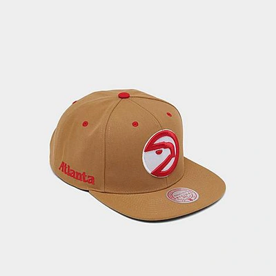 Mitchell And Ness Mitchell & Ness Atlanta Hawks Nba Wheat Hardwood Classics Snapback Hat In Wheat/red