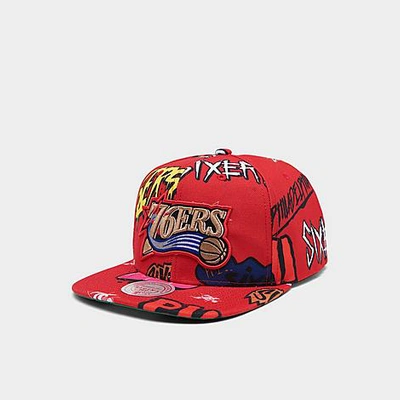 Mitchell And Ness Mitchell & Ness Philadelphia 76ers Nba Sticker Pack Hardwood Classics Snapback Hat In Red