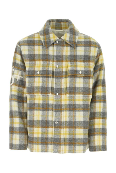 Jil Sander Check Pattern Logo Embroidered Shirt Jacket In Yellow