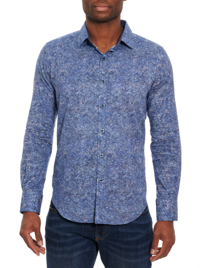 Robert Graham Cosmic Wave Long Sleeve Button Down Shirt In Blue