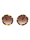 Miu Miu Round Metal Gradient Sunglasses In 7s06s1 Light Havana