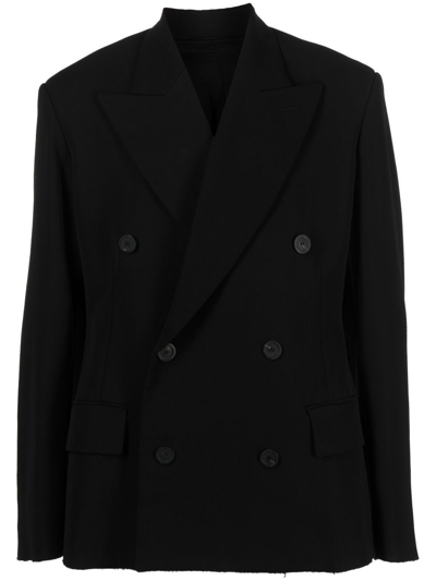 Balenciaga Double-breasted Tailored Peacoat In 1000 Black