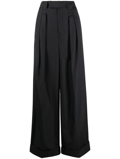 Lemaire High-waisted Pleated Trousers In Black