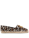 Tory Burch Eleanor Leopard Medallion Espadrilles In Brown
