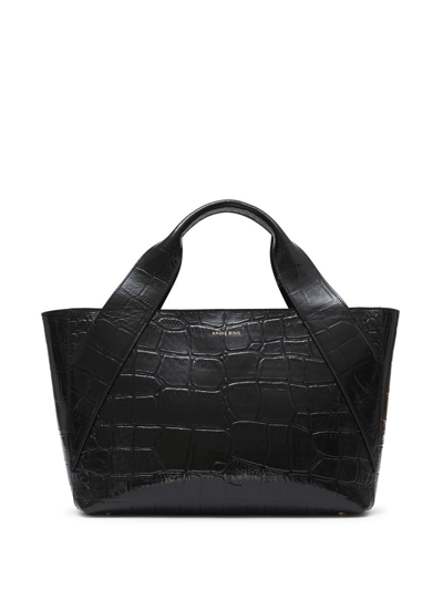 Anine Bing Maya Croc-embossed Tote Bag In Black