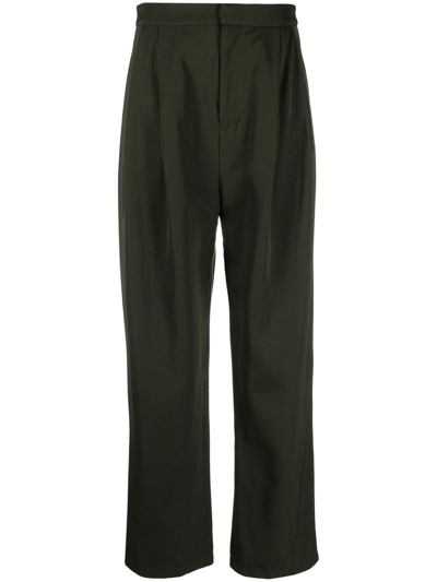 Sara Lanzi Pleated High-rise Trousers In Green