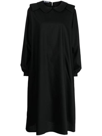 Raf Simons Rounded-collar Midi Dress In Black