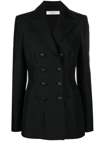 Philosophy Di Lorenzo Serafini Fitted Double-breasted Blazer In Black  