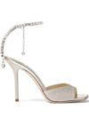 Jimmy Choo Saeda 100 Crystal-embellished Glitter Sandals In Gold