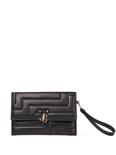 Jimmy Choo Jc Square Avenue Envelope Clutch Bag In Black