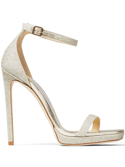 Jimmy Choo Alva Glitter Ankle-strap Sandals In Gold