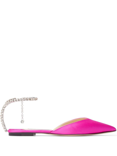 Jimmy Choo Saeda Crystal-embellished Pumps In Pink