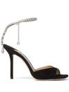 Jimmy Choo Saeda 100 Suede Leather Sand In Black