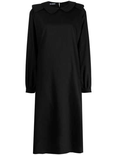 Raf Simons Relaxed Fit Midi Shirt Dress With Claudine Collar In Black