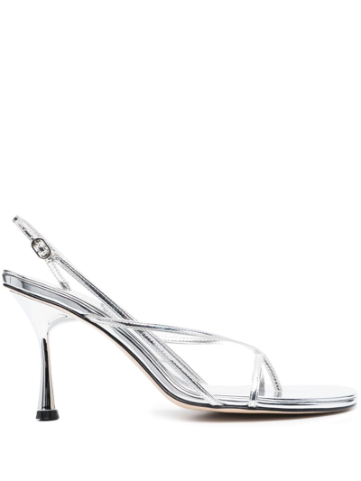 Studio Amelia 95mm Metallic-finish Open-toe Sandals In Silver