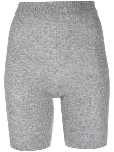 Laneus High-waisted Cashmere Cycle Shorts In Grey