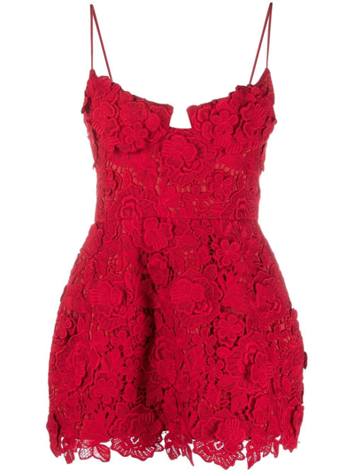 Magda Butrym Floral-lace Babydoll Minidress In Red