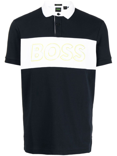 Hugo Boss Logo-print Short-sleeved Polo Shirt In Blue
