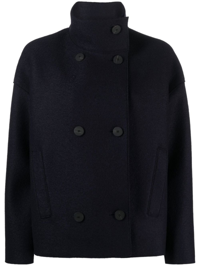 Harris Wharf London Double-breasted Wool Jacket In Blue