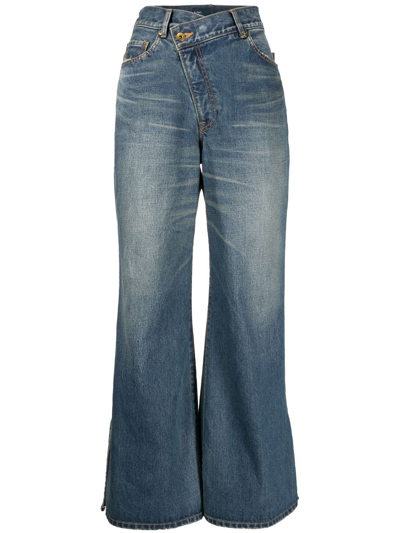 Kolor Cropped Flared Denim Jeans In Blue