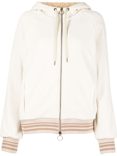 Eleventy Drawstring-hood Zipped-up Bomber Jacket In Neutrals