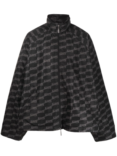 Balenciaga Bb-monogram Cotton-blend Jacket In Black