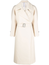 Hevo Belted-waist Detail Trench Coat In White
