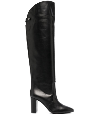 Via Roma 15 Leather Knee-length Boots In Black