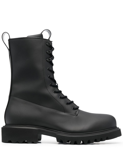 Rains Show Lace-up Combat Boots In Black
